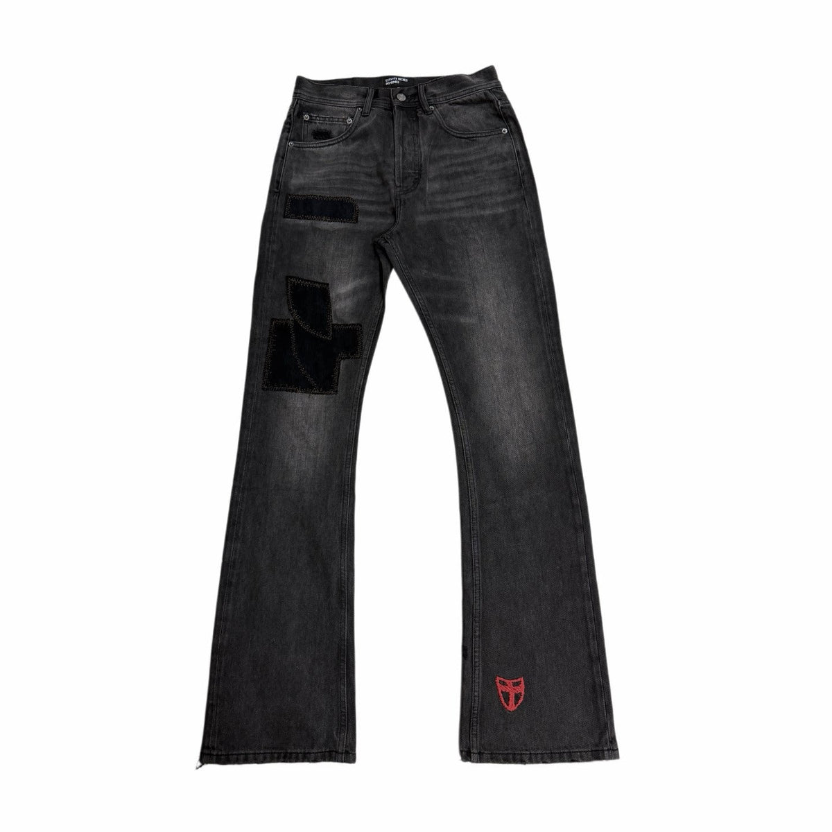 ERD 24FW Melancholic Rich Second Generation Black Corduroy Patch Damaged Embroidered Party Pants