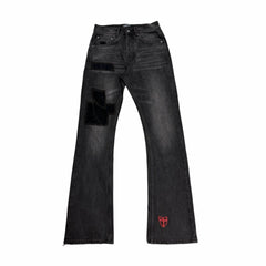 ERD 24FW Melancholic Rich Second Generation Black Corduroy Patch Damaged Embroidered Party Pants