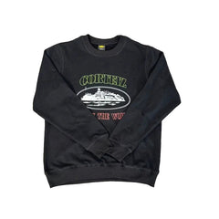 Corteiz "Rules The World" Island Logo Heavyweight Crewneck Sweatshirt - Black