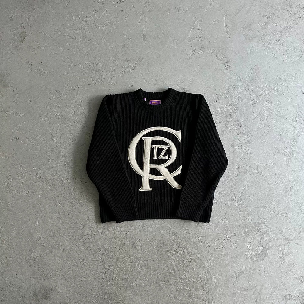 Corteiz American Street Hip Hop Embroidered Alphabet Stand up Collar Pulley Cardigan Knitted Sweater Men's Trendy Brand Jacket (9)