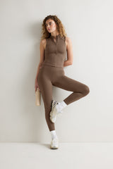 SkinLuxe Sleeveless Zip Through Running Top - Cortado Brown